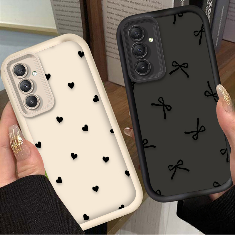 Phone Cases Samsung Galaxy - Czarne etui z motywem serca, kokardki