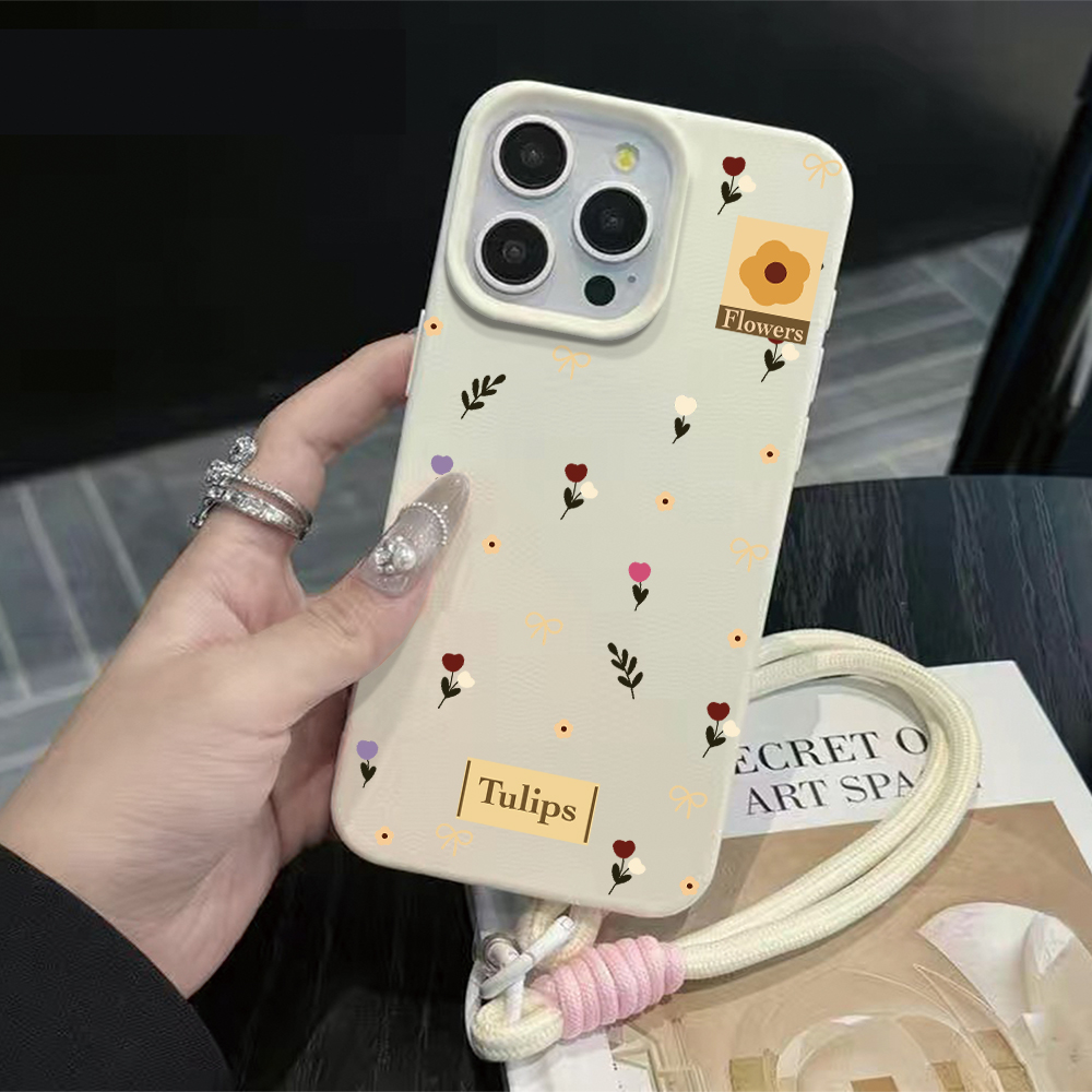 Phone Cases Leather - Etui na telefon z tulipanową kokardką,