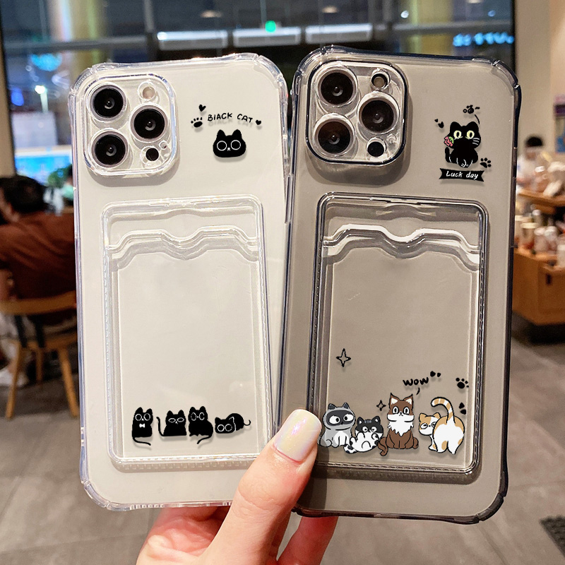 Phone Cases With Wallet - Etui na telefon Cute Black Cat